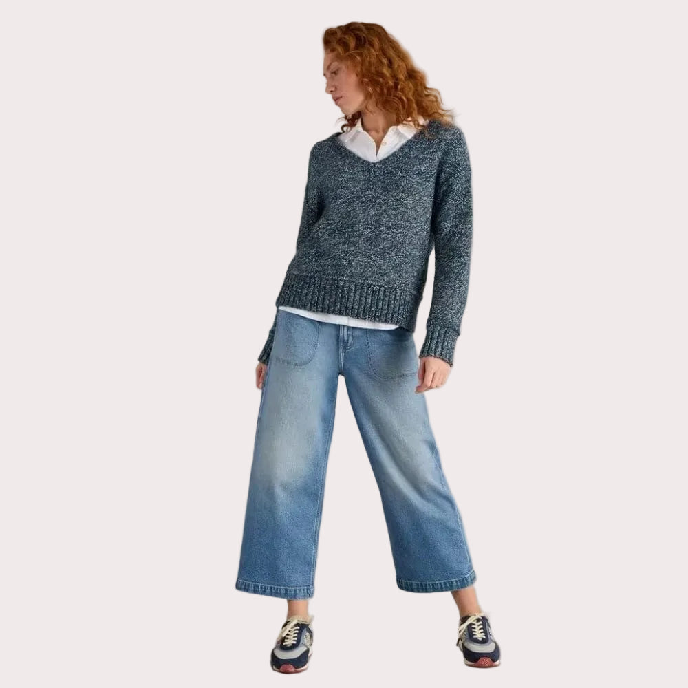 White Stuff Women's Tia Cropped Wide Leg Jean In Mid Denim