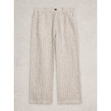 White Stuff Tia Linen Wide Leg Crop In Ivory Stripe