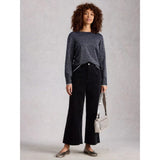 White Stuff Tia Velvet Wide Leg Crop In Black