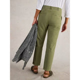 White Stuff Twister Full Length Chino Trouser In Khaki Green