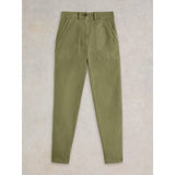 White Stuff Twister Full Length Chino Trouser In Khaki Green