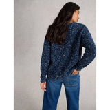 White Stuff V Neck Textured Jumper In Navy