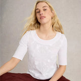 White Stuff Weaver Broderie Tee In Brilliant White