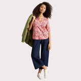 White Stuff Weaver Notch Neck Short Sleeve Tee In Pink Multi