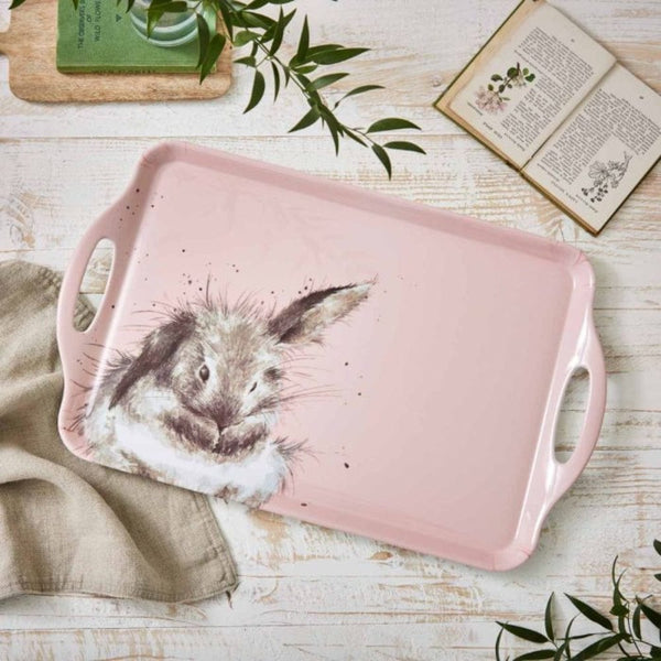 Wrendale Bathtime' Rabbit Large Tray In Pink