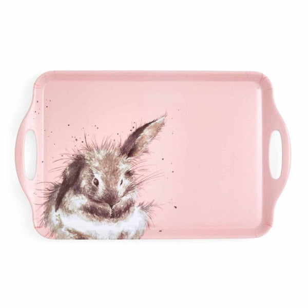 Wrendale Bathtime' Rabbit Large Tray In Pink