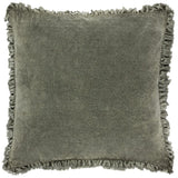 Yard Bertie Washed Cotton Velvet Cushion Moss