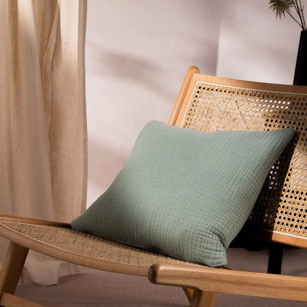 Yard Lark Muslin Crinkle Cotton Cushion Eucalyptus