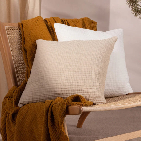 Yard Lark Muslin Crinkle Cotton Cushion Natural