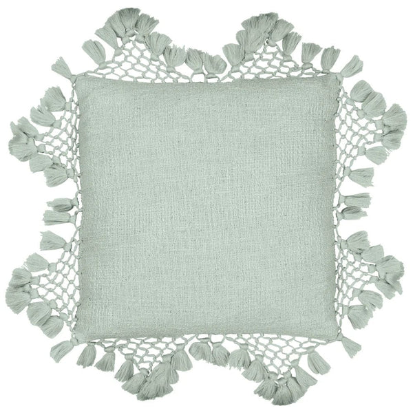 Yard Anko Macrame Tassel Trim Cushion Eucalyptus