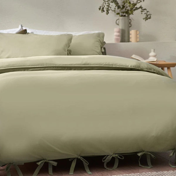 Yard Mallow Bow Tie Duvet Cover Set Soft Sage