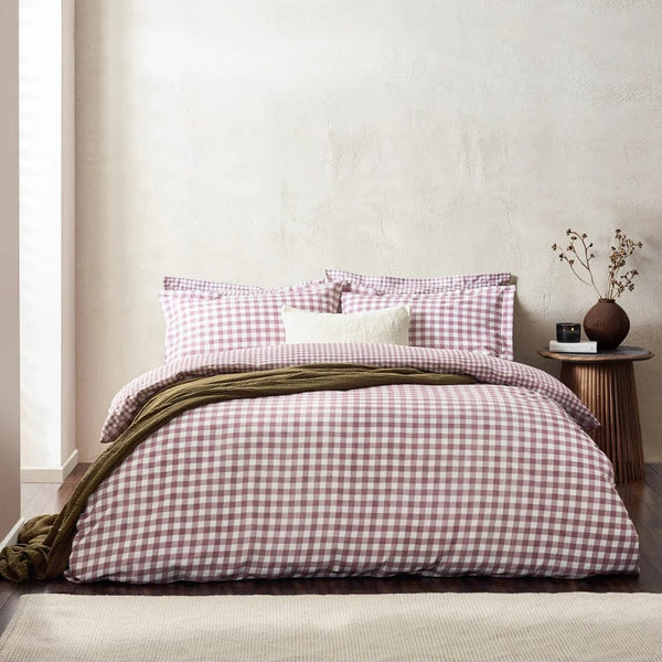 Yard Barton Gingham Check Duvet Cover Set Berry - Double