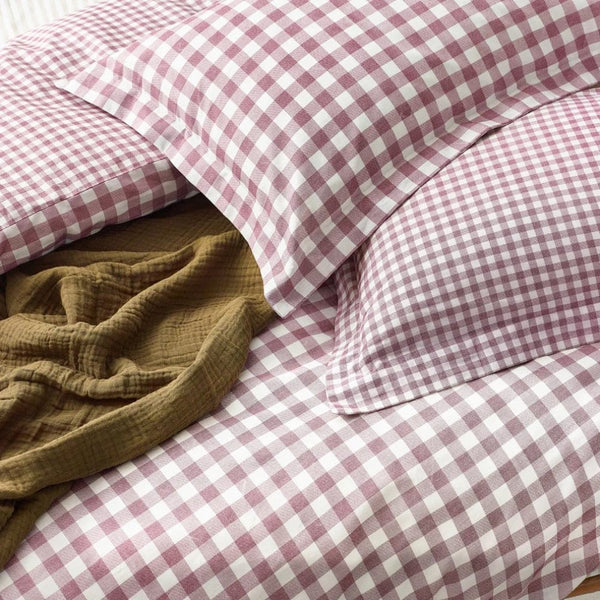 Yard Barton Gingham Check Duvet Cover Set Berry - King