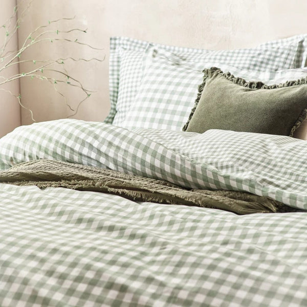 Yard Barton Gingham Check Duvet Cover Set Forest - Double