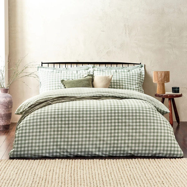 Yard Barton Gingham Check Duvet Cover Set Forest - Double