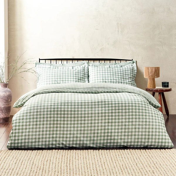 Yard Barton Gingham Check Duvet Cover Set Forest - Single