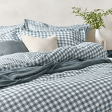Yard Barton Gingham Check Duvet Cover Set Navy Double
