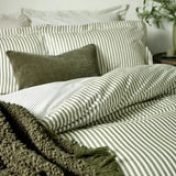 Yard Hebden Cotton Stripe Olive Bedding Set Double