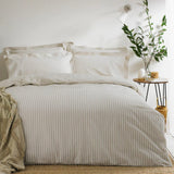 Yard Hebden Mélange Stripe 100% Cotton Duvet Cover Set Natural