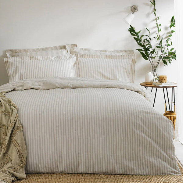 Yard Hebden Mélange Stripe 100% Cotton Duvet Cover Set Natural