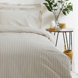 Yard Hebden Mélange Stripe 100% Cotton Duvet Cover Set Natural