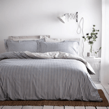 Yard Hebden Mélange Stripe 100% Cotton Duvet Cover Set Navy/Grey