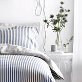 Yard Hebden Mélange Stripe 100% Cotton Duvet Cover Set Navy/Grey