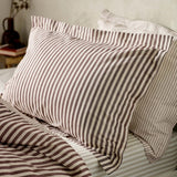 Yard Hebden Mélange Stripe Cotton Duvet Cover Set Beetroot - Double