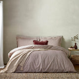 Yard Hebden Mélange Stripe Cotton Duvet Cover Set Beetroot - Double