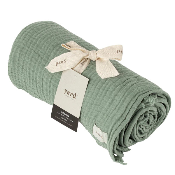 Yard Lark Crinkle Cotton Throw Eucalyptus 130x180cm