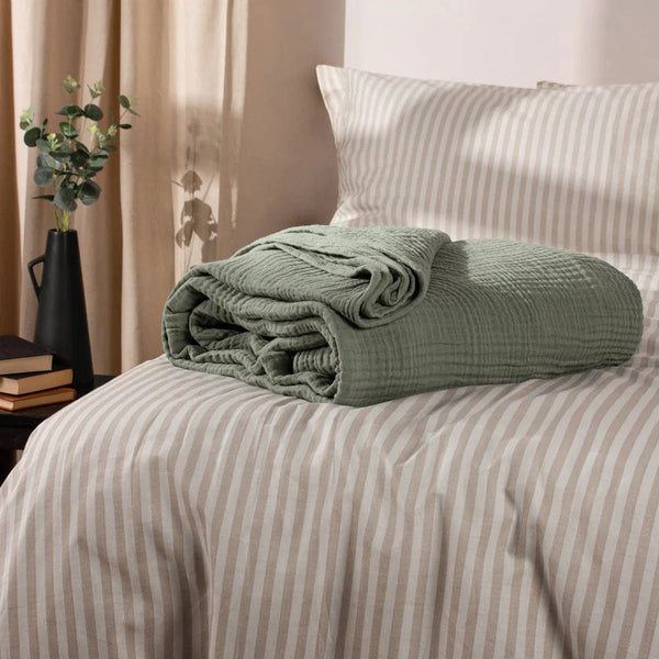 Yard Lark Crinkle Cotton Throw Eucalyptus 130x180cm