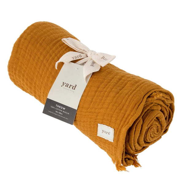 Yard Lark Crinkle Cotton Throw in Cumin 240x260cm