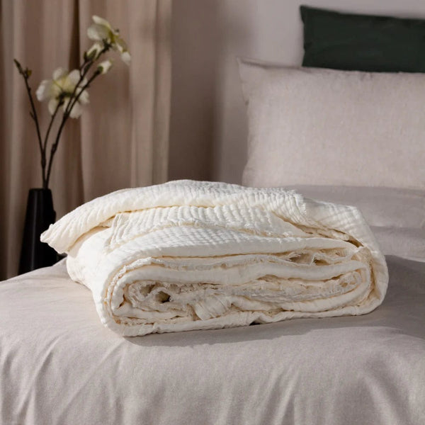 Yard Lark Crinkle Cotton Throw in White 130x180cm