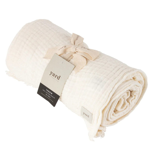 Yard Lark Crinkle Cotton Throw in White 130x180cm