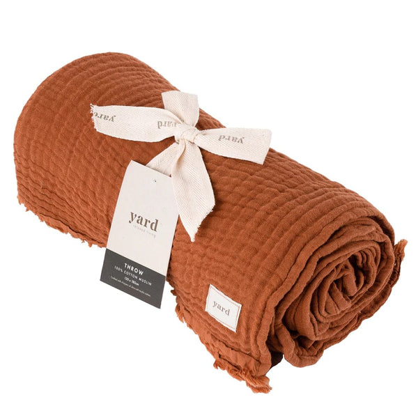 Yard Lark Crinkle Cotton Throw Pecan 130x180cm