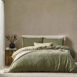 Yard Malton Stripe 100% Cotton Duvet Cover Set Forest Green - King