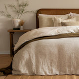 Yard Perrie Leaf Muslin 100% Cotton Duvet Cover Set Natural Single