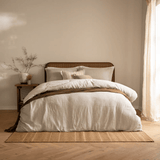Yard Perrie Leaf Muslin 100% Cotton Duvet Cover Set Natural Super King