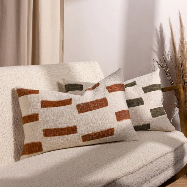 Yard Terra New Printed Slub Cotton Cushion Pecan 40x60cm
