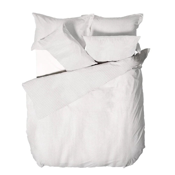 Yard Waffle Textured 100% Cotton Duvet Cover Set in White