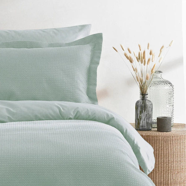 Yard Waffle Textured 100% Cotton Duvet Cover Set Seafoam
